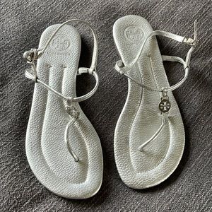Super comfy silver Tory Burch sandals